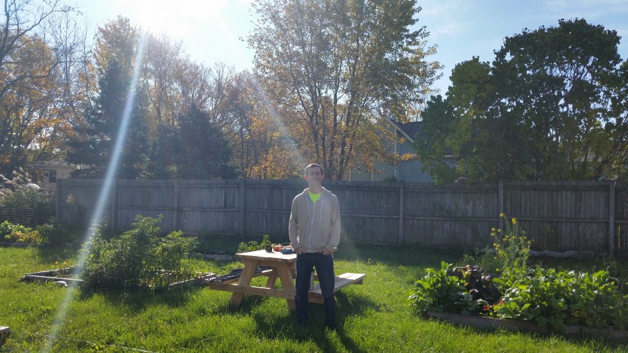 Noah Herron in the Urban Farmer garden.